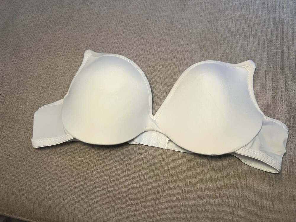 Kathy Ireland Size 36B Strapless White Padded Stretch Push Up Bra